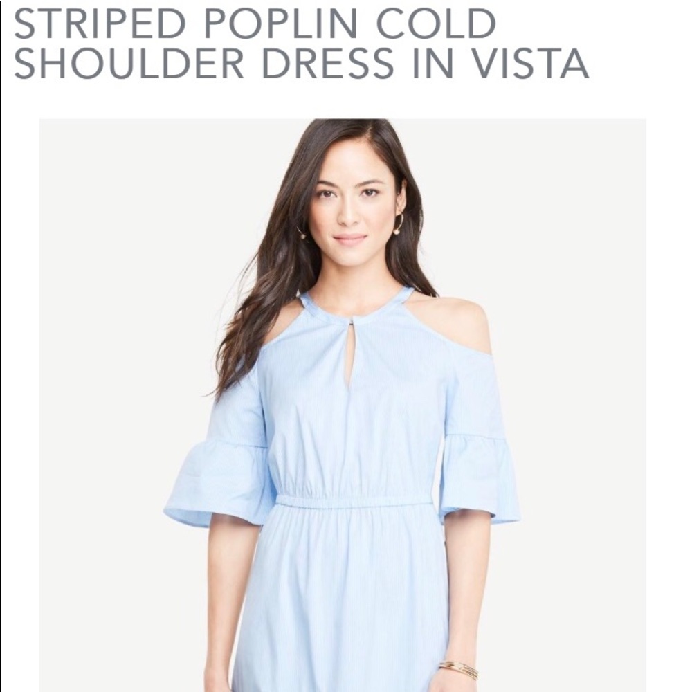 Ann Taylor Striped Poplin Cold Shoulder Dress